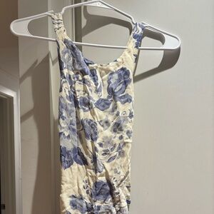 Reformation Blue and Cream Backless Dress